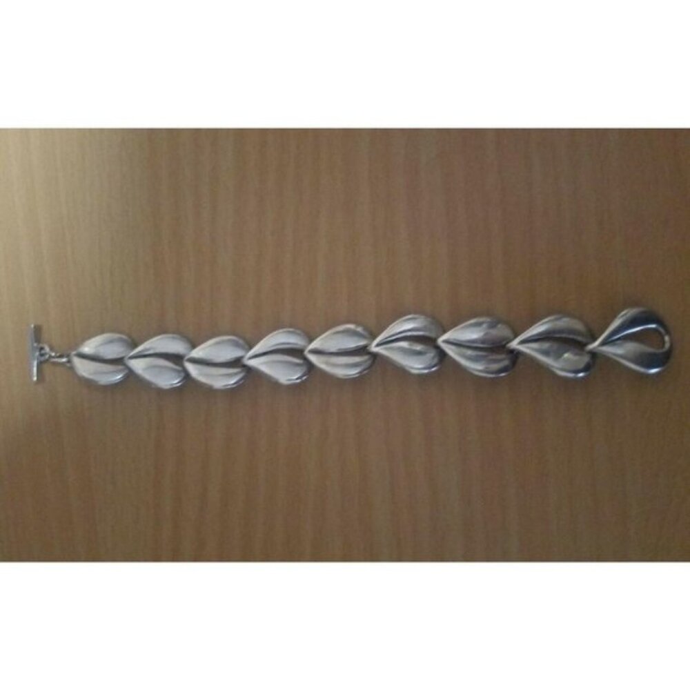 James Avery Sterling Silver Heart Leaf Link Toggle Bracelet Vintage Rare
